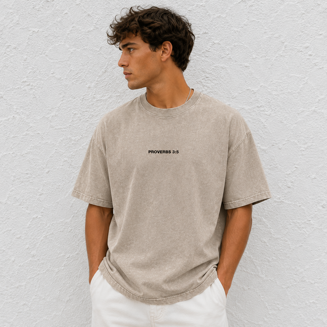 Proverbs 3:5 “Trust the Lord With All Your Heart” Vintage Washed Oversized Cotton T-Shirt