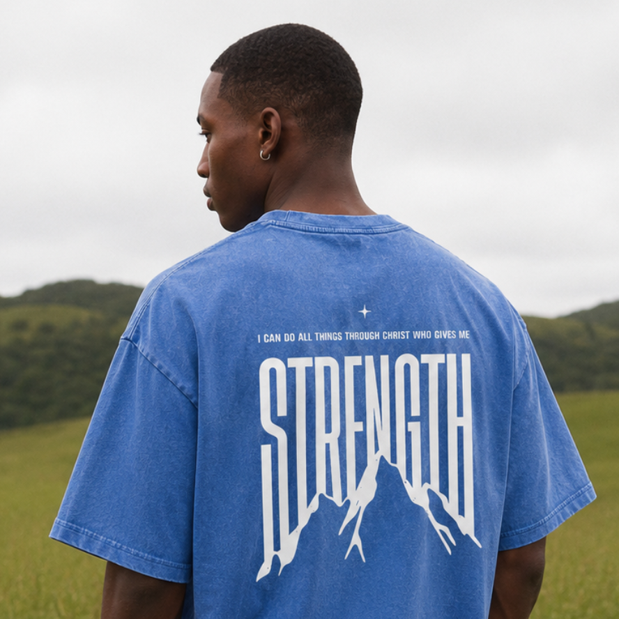 Philippians 4:13 "Strength” Vintage Washed Oversized Cotton T-Shirt