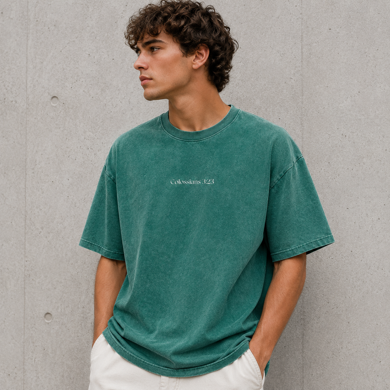 Colossians 3:23 "Work Heartily" Vintage Washed Oversized Cotton T-Shirt