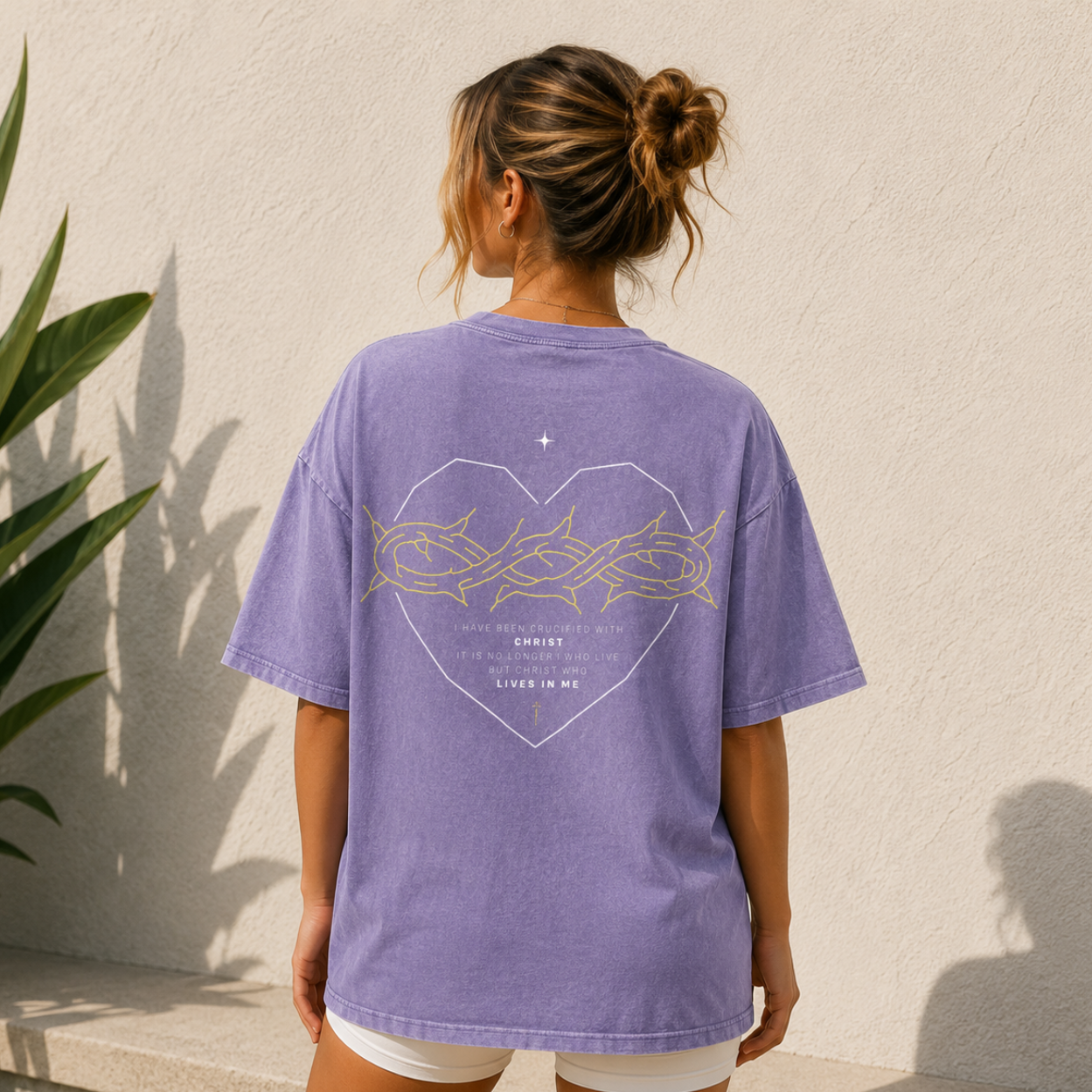 Galatians 2:20 “Crucified With Christ” Vintage Washed Oversized Cotton T-Shirt