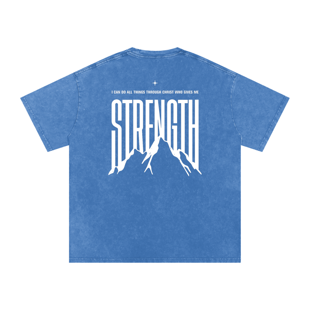Philippians 4:13 “I Can Do All Things Through Christ Who Gives Me Strength” Snow Washed Oversized Cotton T-Shirt