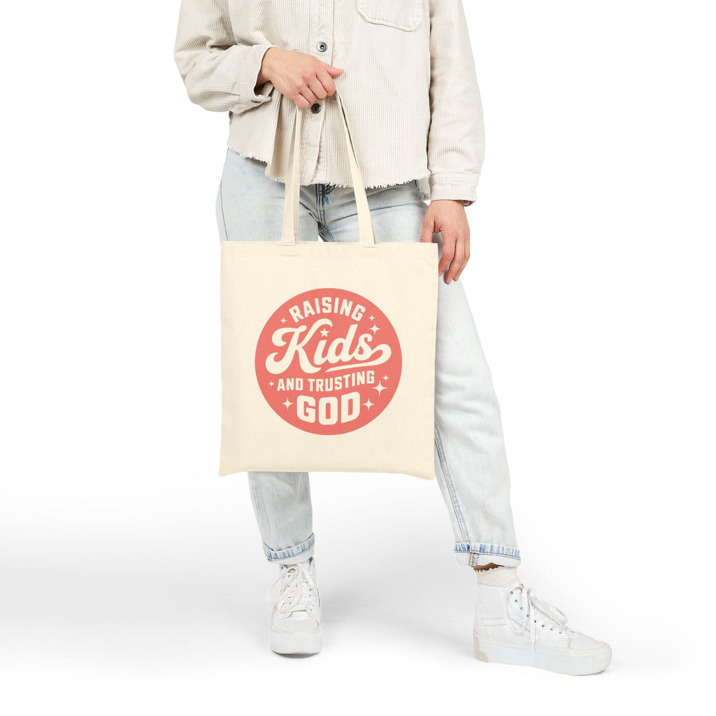 “Raising Kids and Trusting God” Cotton Canvas Tote Bag