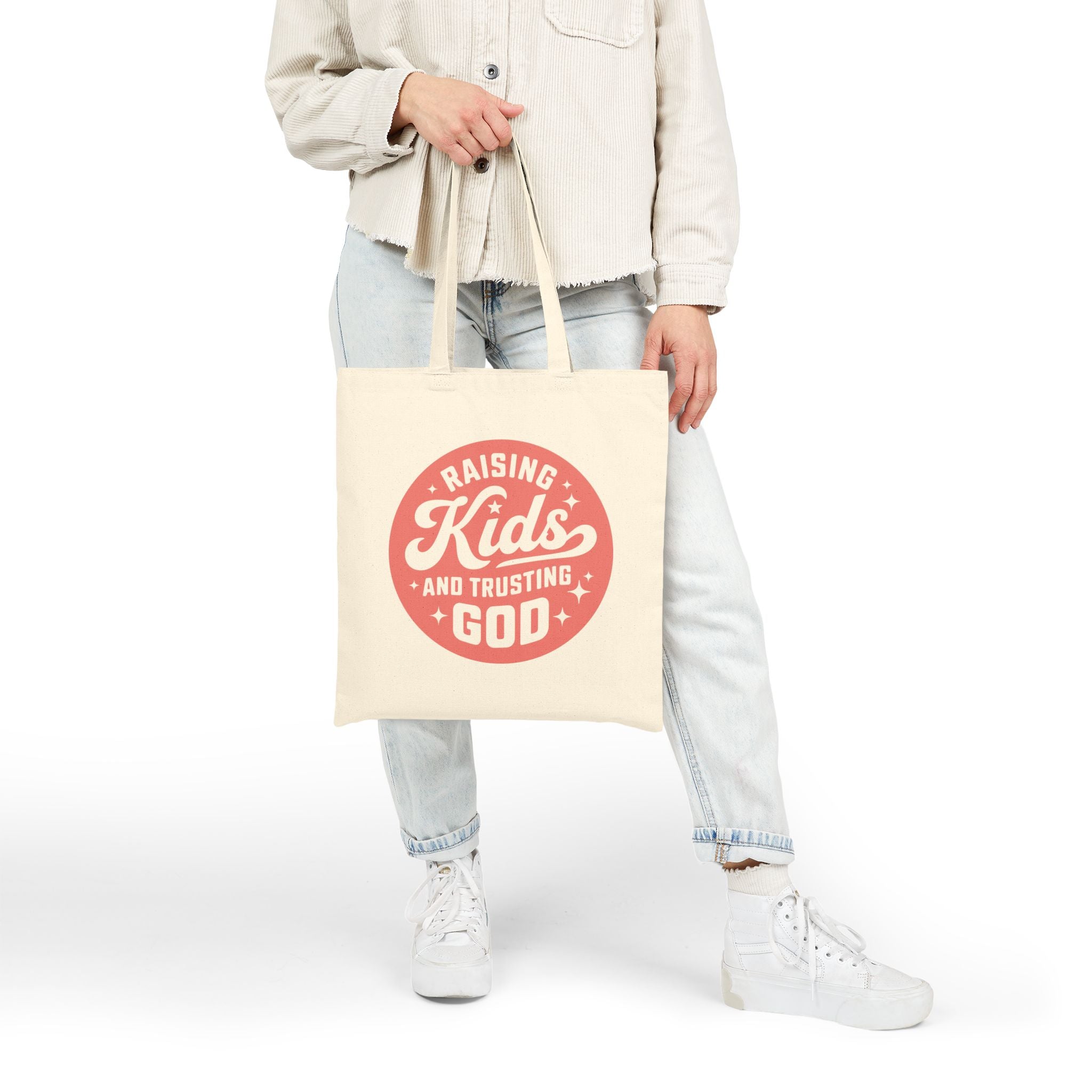 “Raising Kids and Trusting God” Cotton Canvas Tote Bag