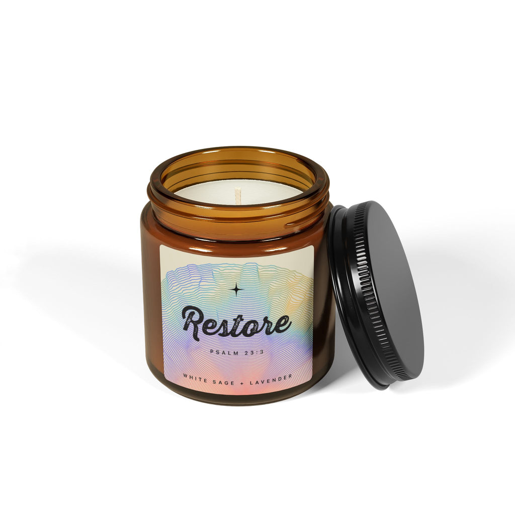 “Restore” — White Sage + Lavender Scented Soy Candle