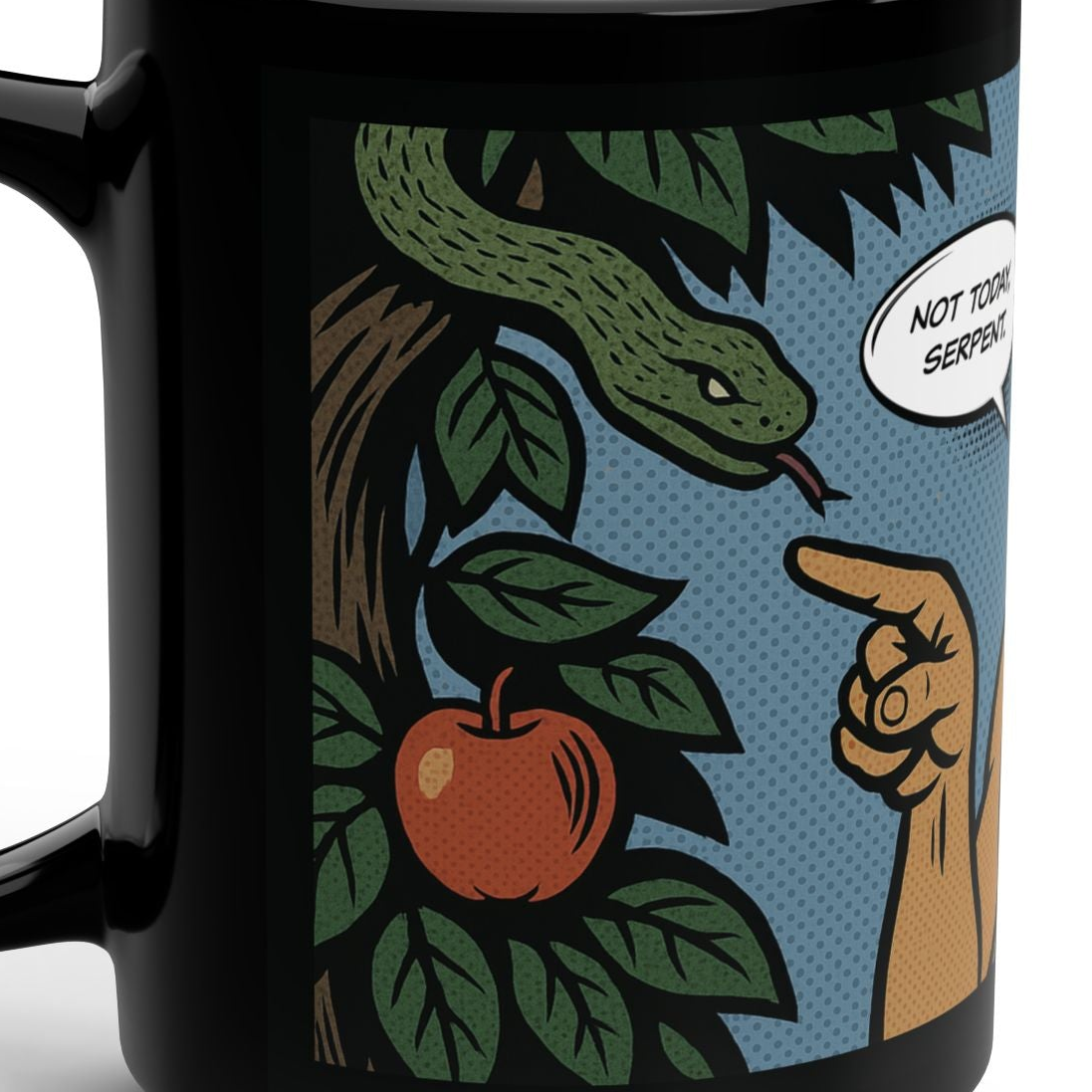 Ceramic Mug — Retro Comic 'Not Today, Serpent' Graphic 15oz