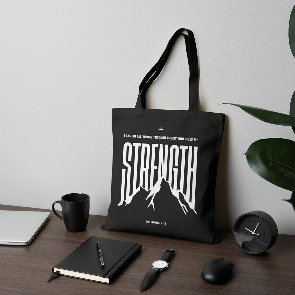 Philippians 4:13 “I Can Do All Things” Cotton Canvas Tote Bag