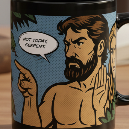 Ceramic Mug — Retro Comic 'Not Today, Serpent' Graphic 15oz