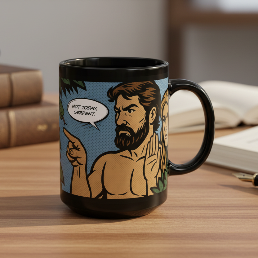 Ceramic Mug — Retro Comic 'Not Today, Serpent' Graphic 15oz