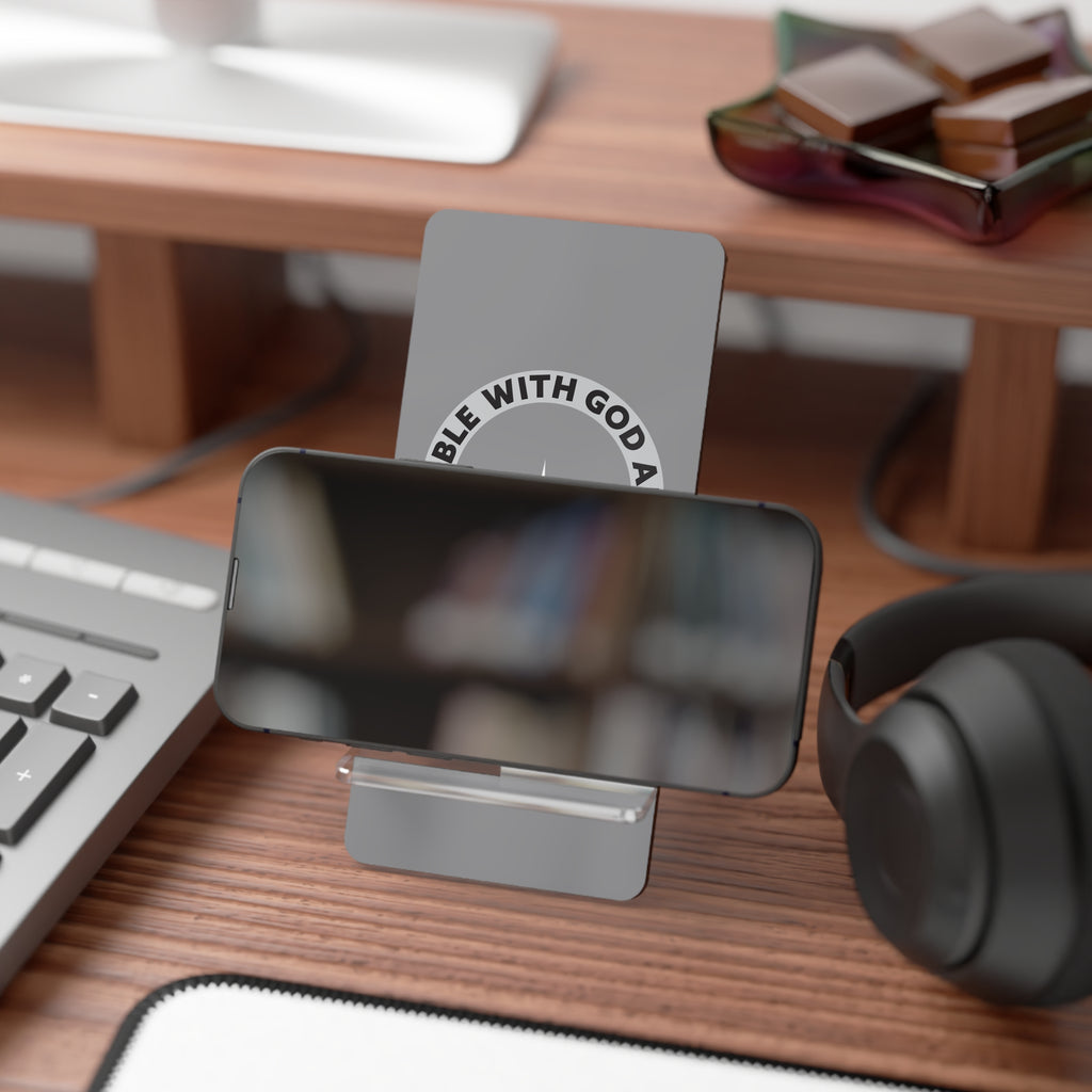 Acrylic Phone Stand with 'With God All Things Are Possible' Inspirational Design