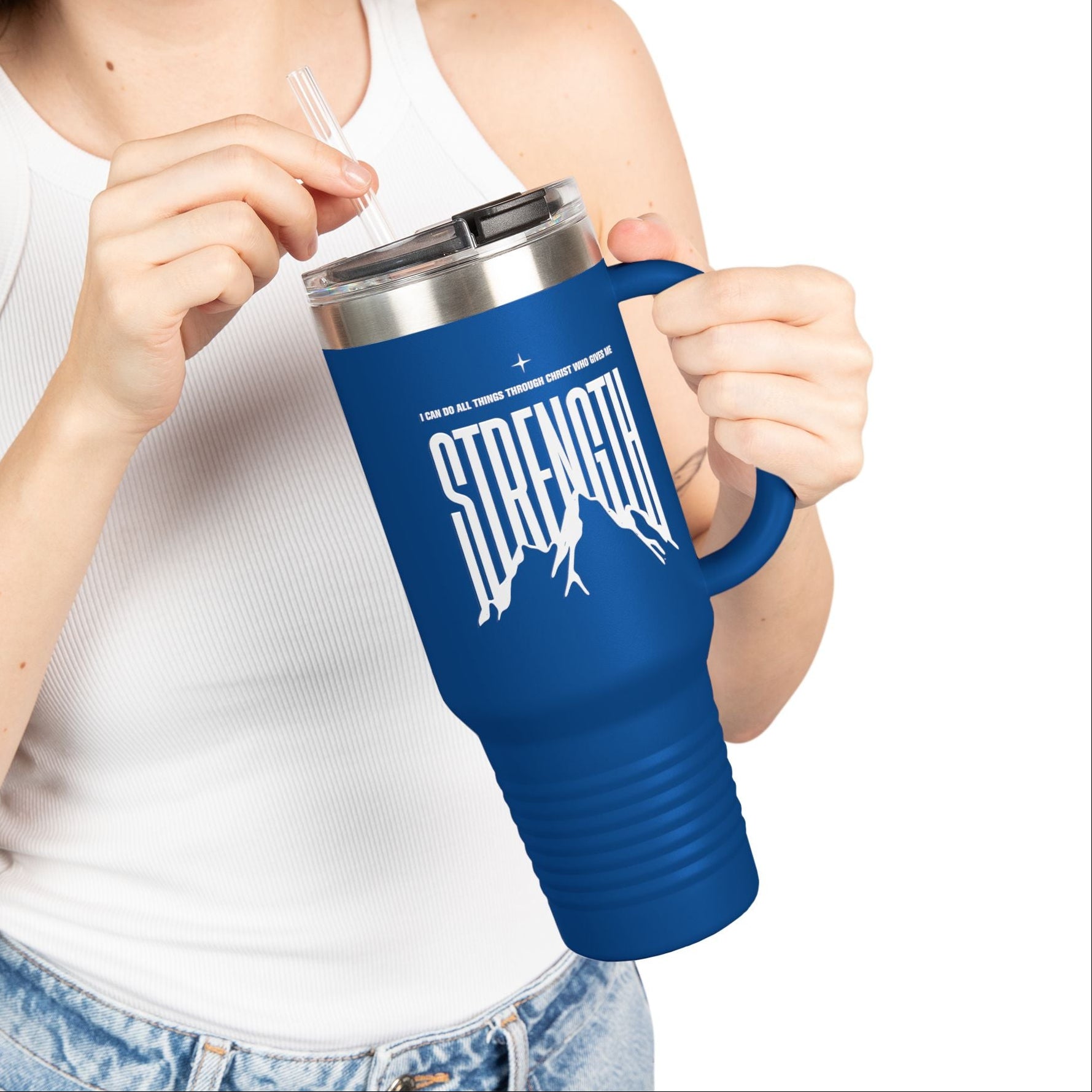 Philippians 4:13 "Strength" 40oz Insulated Travel Mug
