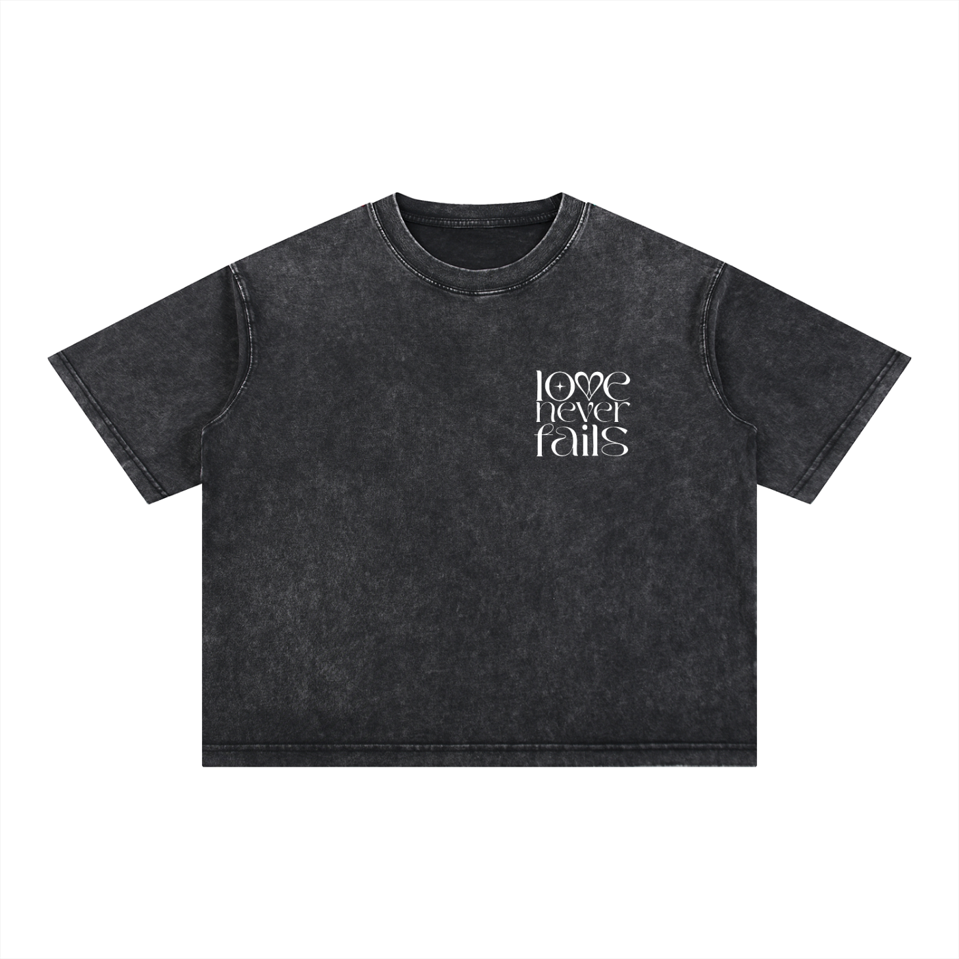 1 Corinthians 13:8 “Love Never Fails” Mineral-Wash Boxy Cotton T-Shirt