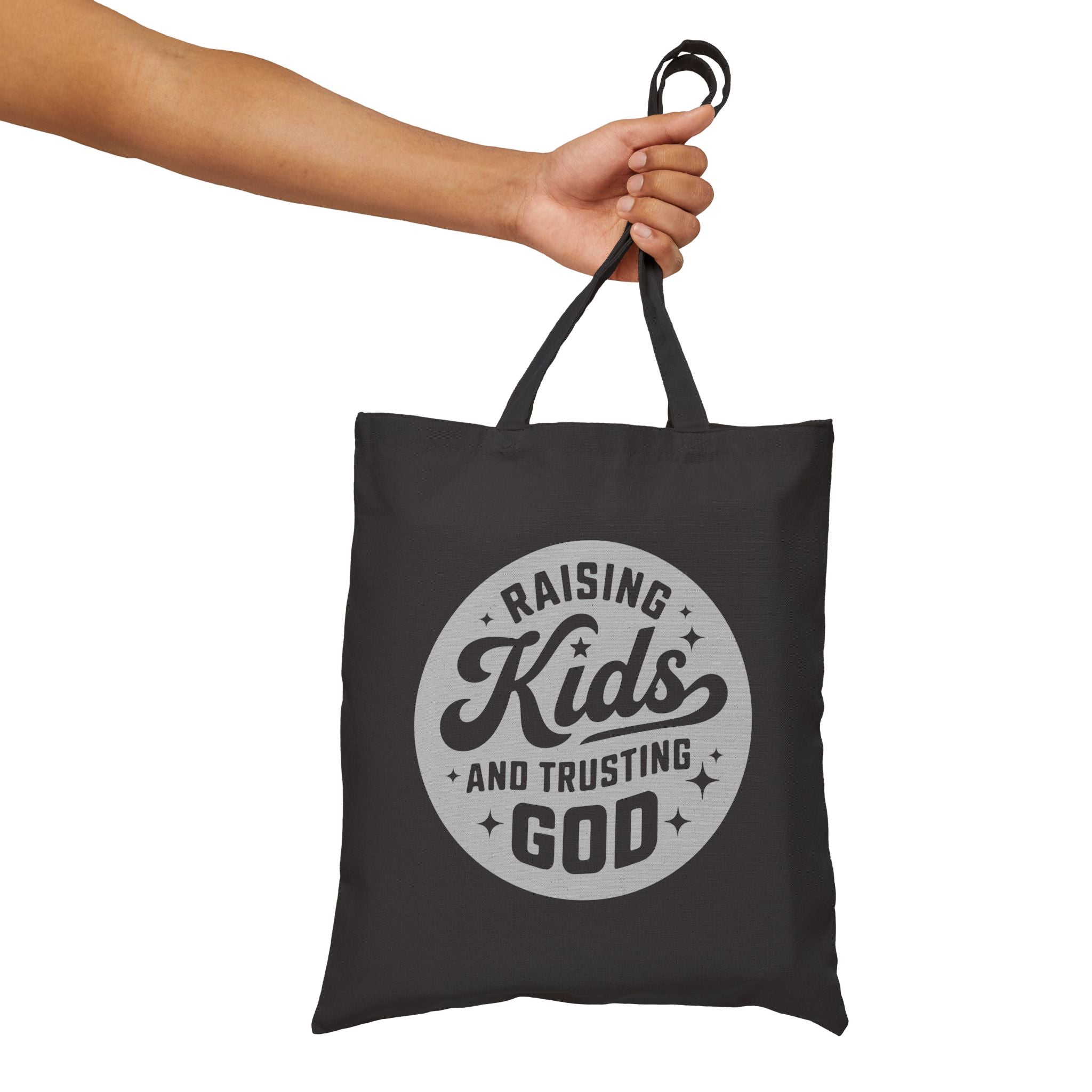 “Raising Kids and Trusting God” Cotton Canvas Tote Bag