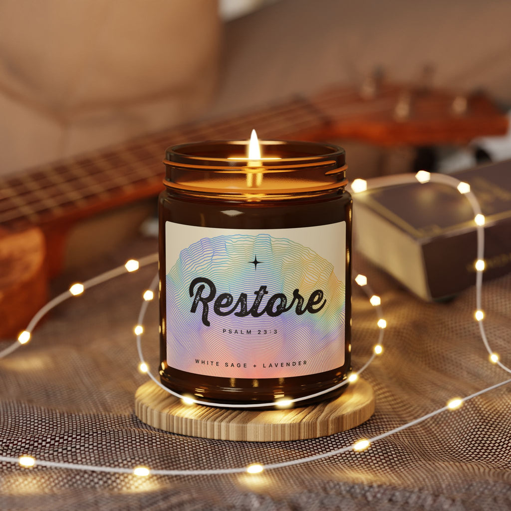 “Restore” — White Sage + Lavender Scented Soy Candle