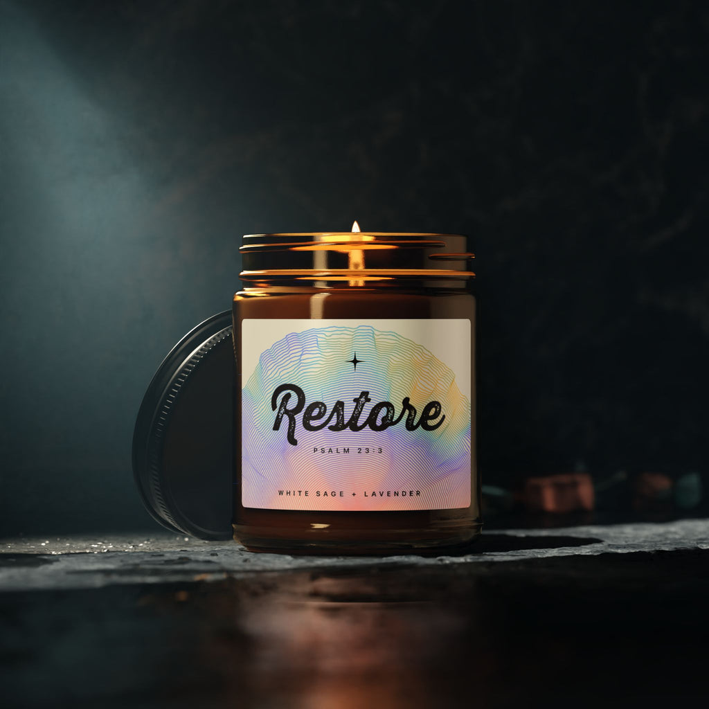 “Restore” — White Sage + Lavender Scented Soy Candle