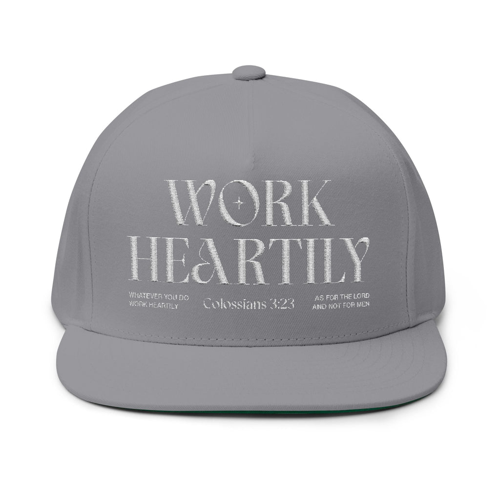 Colossians 3:23 “Work Heartily” Embroidered Flat Bill Snapback