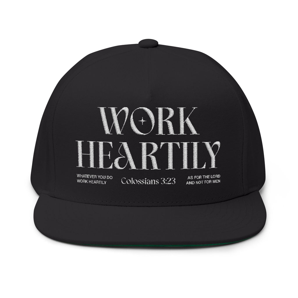 Colossians 3:23 “Work Heartily” Embroidered Flat Bill Snapback