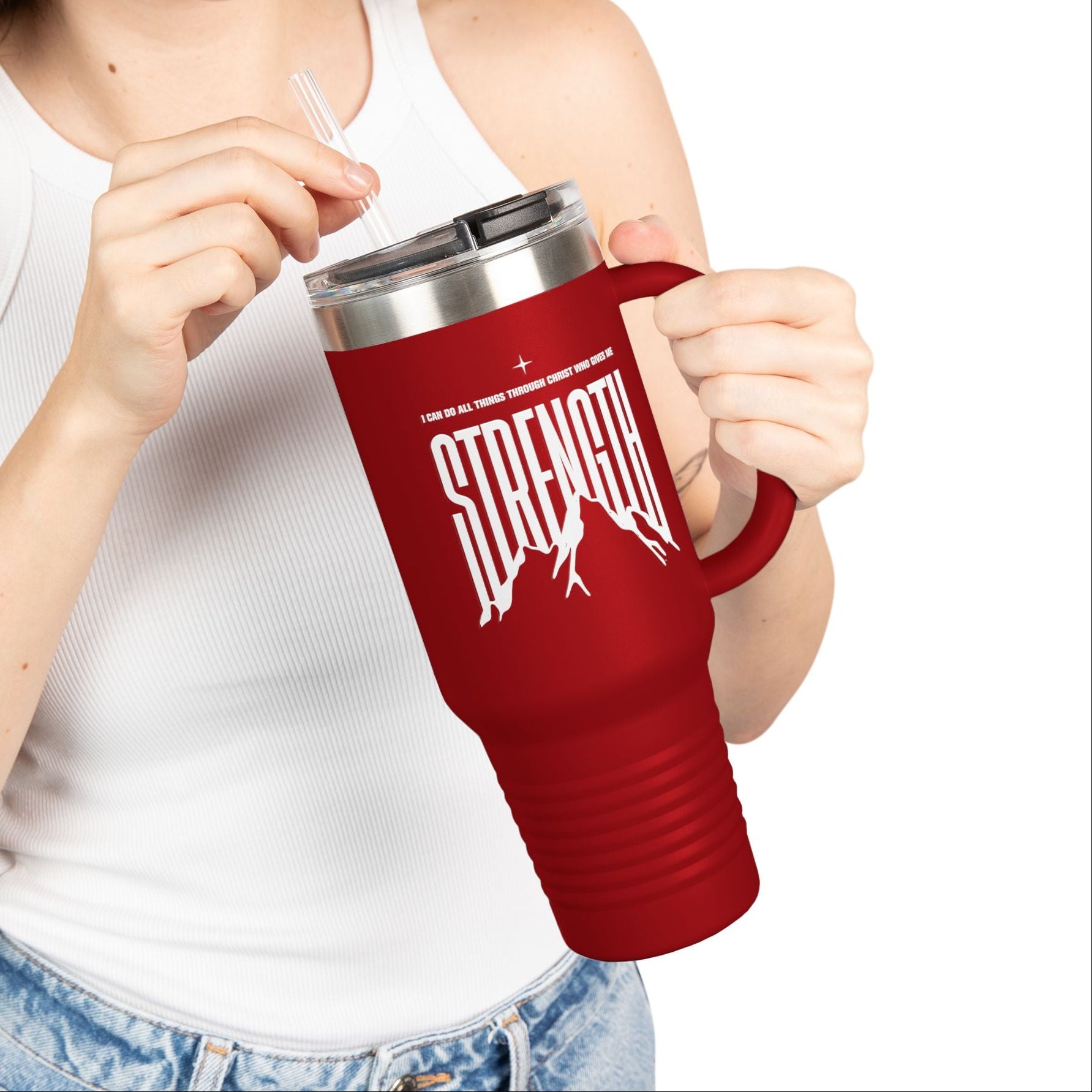 Philippians 4:13 "Strength" 40oz Insulated Travel Mug