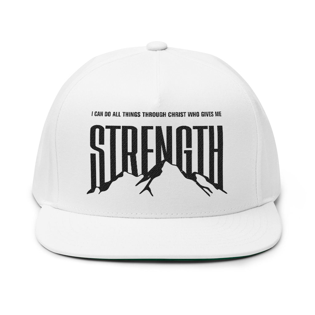 Philippians 4:13 “Strength” Embroidered Flat Bill Snapback