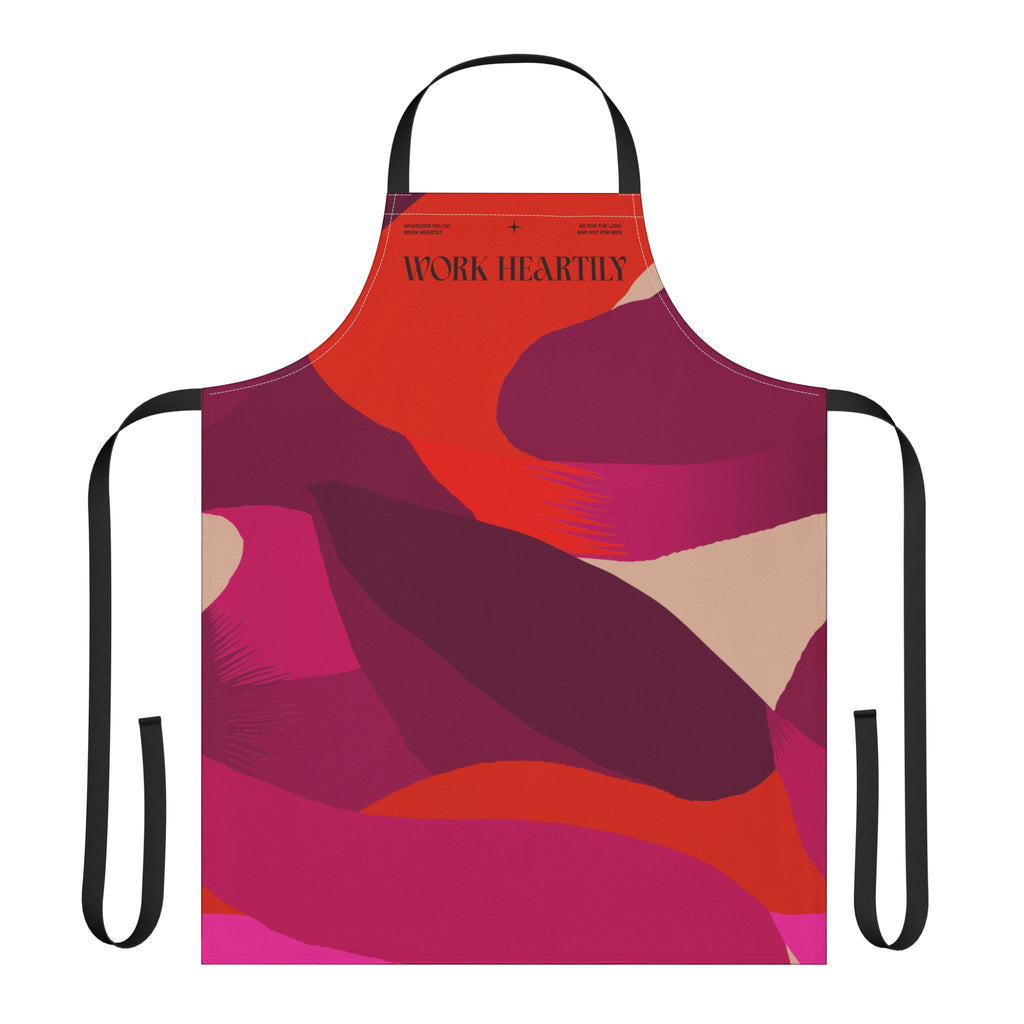 Colossians 3:23 “Work Heartily” Abstract Red & Magenta Canvas Apron