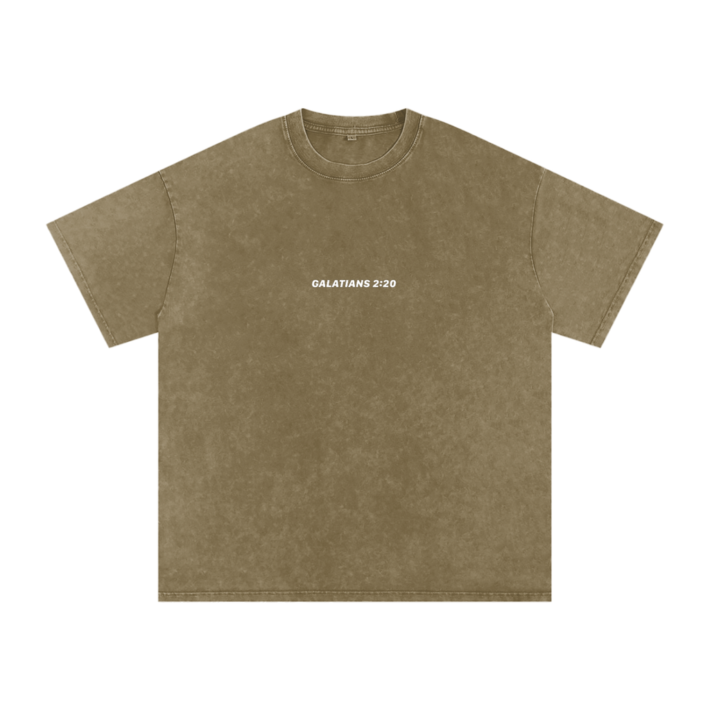 Galatians 2:20 Snow Washed Oversized Cotton T-Shirt