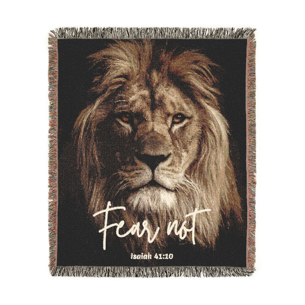 Lion Woven Blanket — "Fear Not" Inspirational Throw