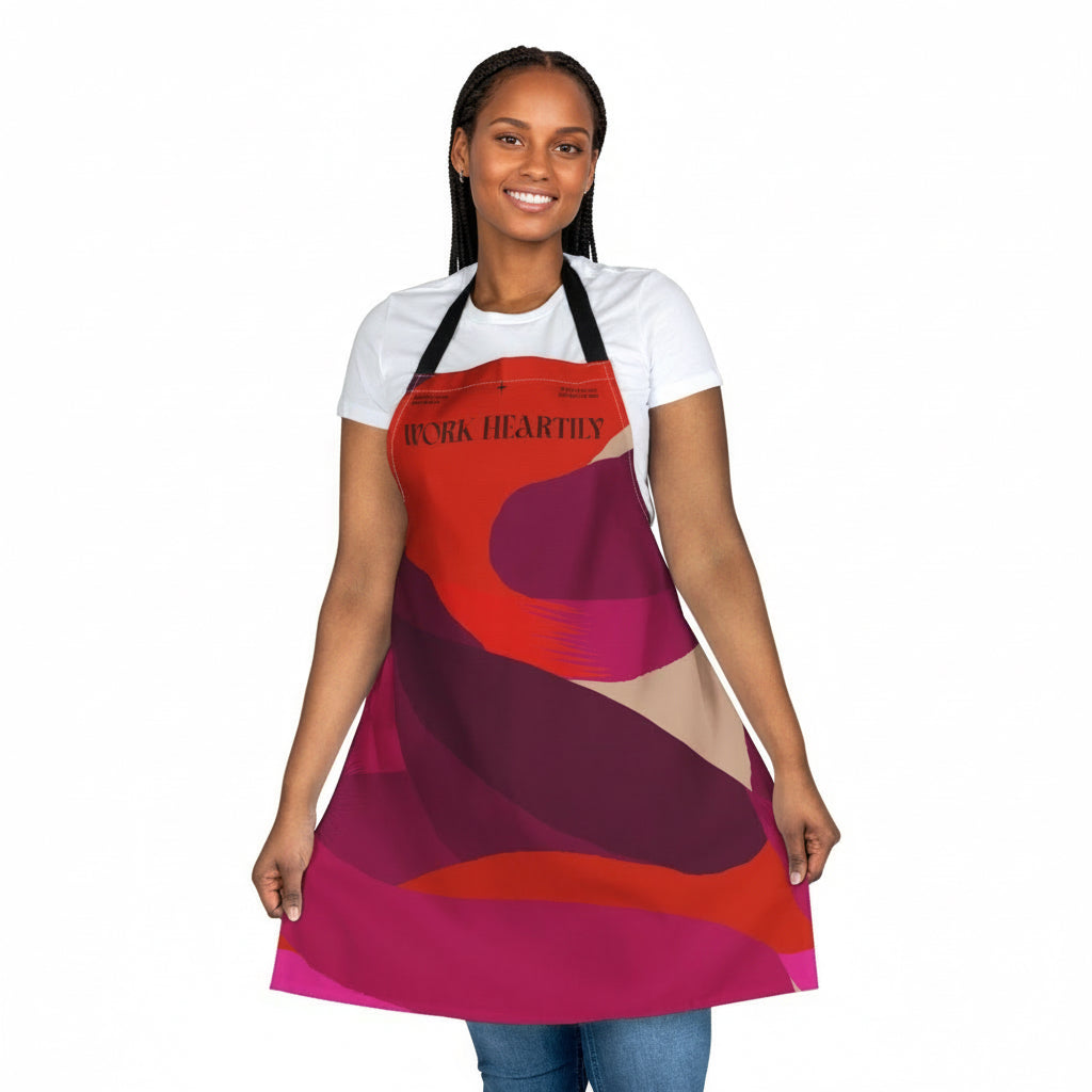 Colossians 3:23 “Work Heartily” Abstract Red & Magenta Canvas Apron