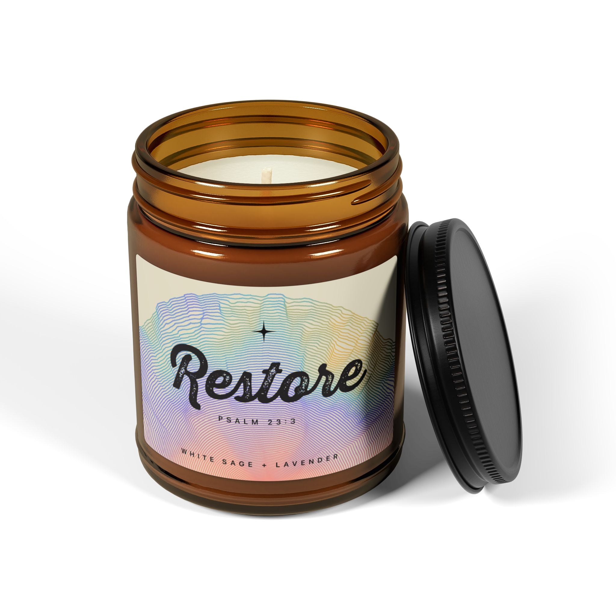 “Restore” — White Sage + Lavender Scented Soy Candle