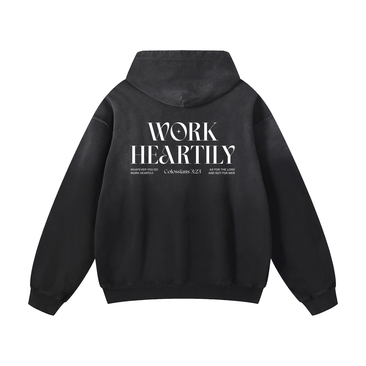 Colossians 3:23 “Work Heartily” Sun-fade Oversized Cotton Hoodie