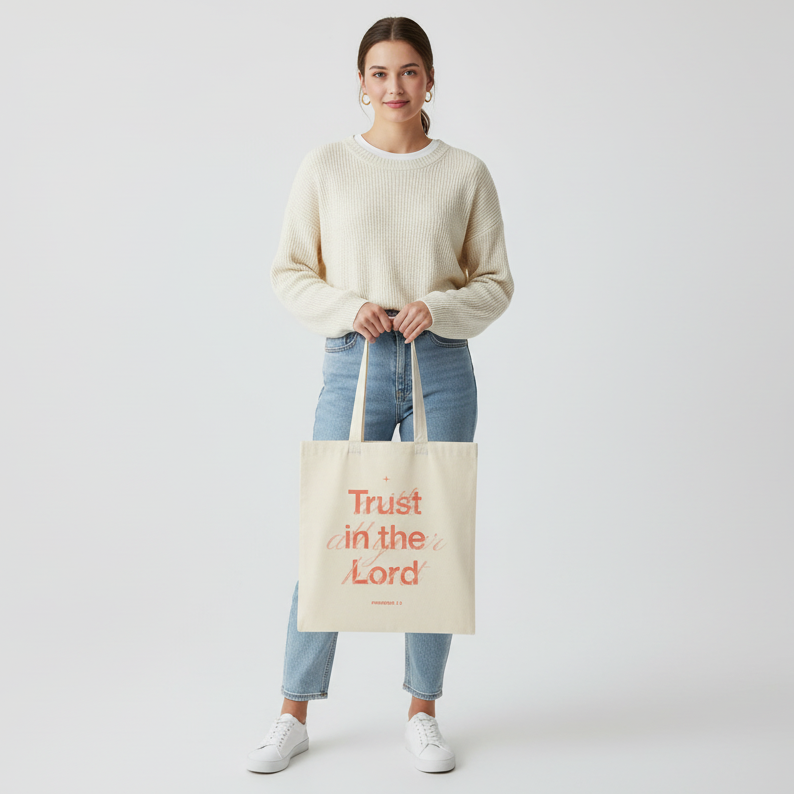Proverbs 3:5 “Trust in the Lord With All Your Heart” Cotton Tote Bag