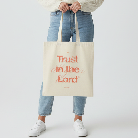 Proverbs 3:5 “Trust in the Lord With All Your Heart” Cotton Tote Bag
