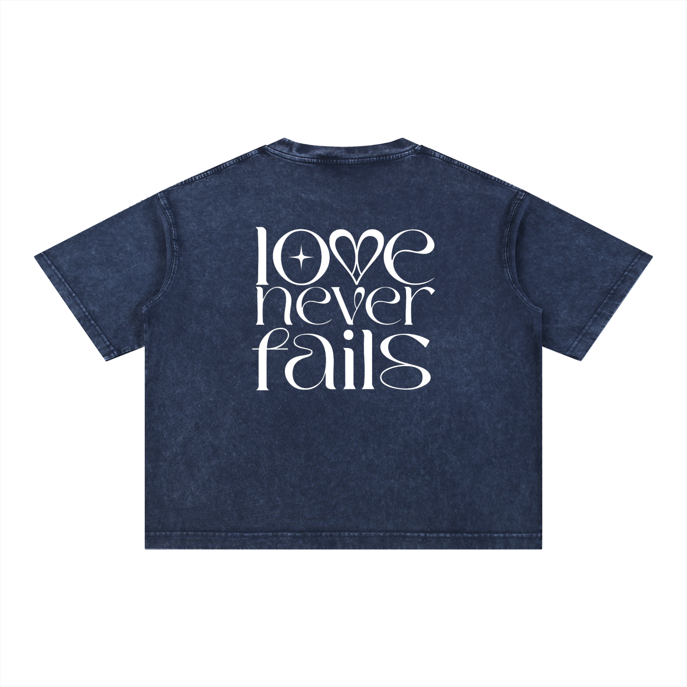 1 Corinthians 13:8 “Love Never Fails” Mineral-Wash Boxy Cotton T-Shirt