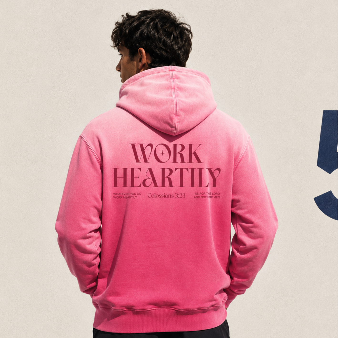 Colossians 3:23 “Work Heartily” Sun-fade Oversized Cotton Hoodie