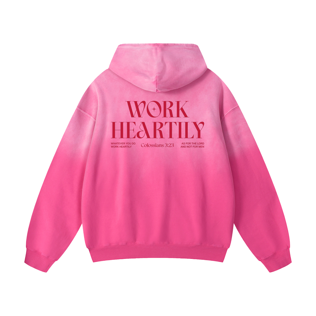 Colossians 3:23 “Work Heartily” Sun-fade Oversized Cotton Hoodie