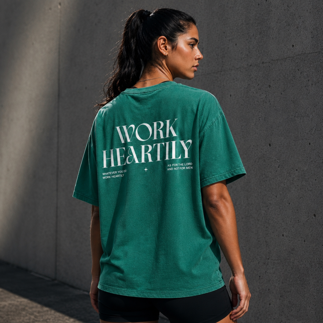 Colossians 3:23 "Work Heartily" Vintage Washed Oversized Cotton T-Shirt