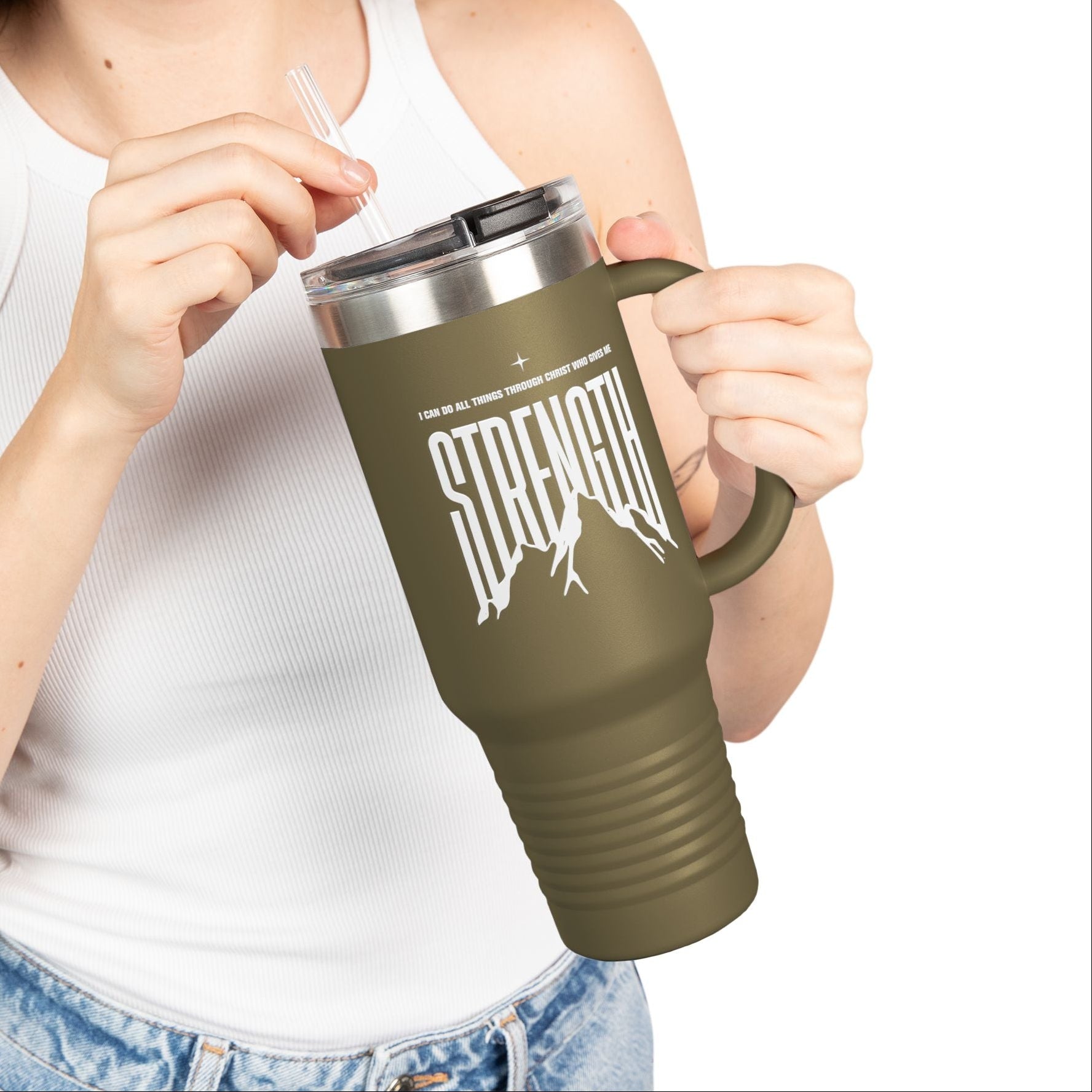 Philippians 4:13 "Strength" 40oz Insulated Travel Mug