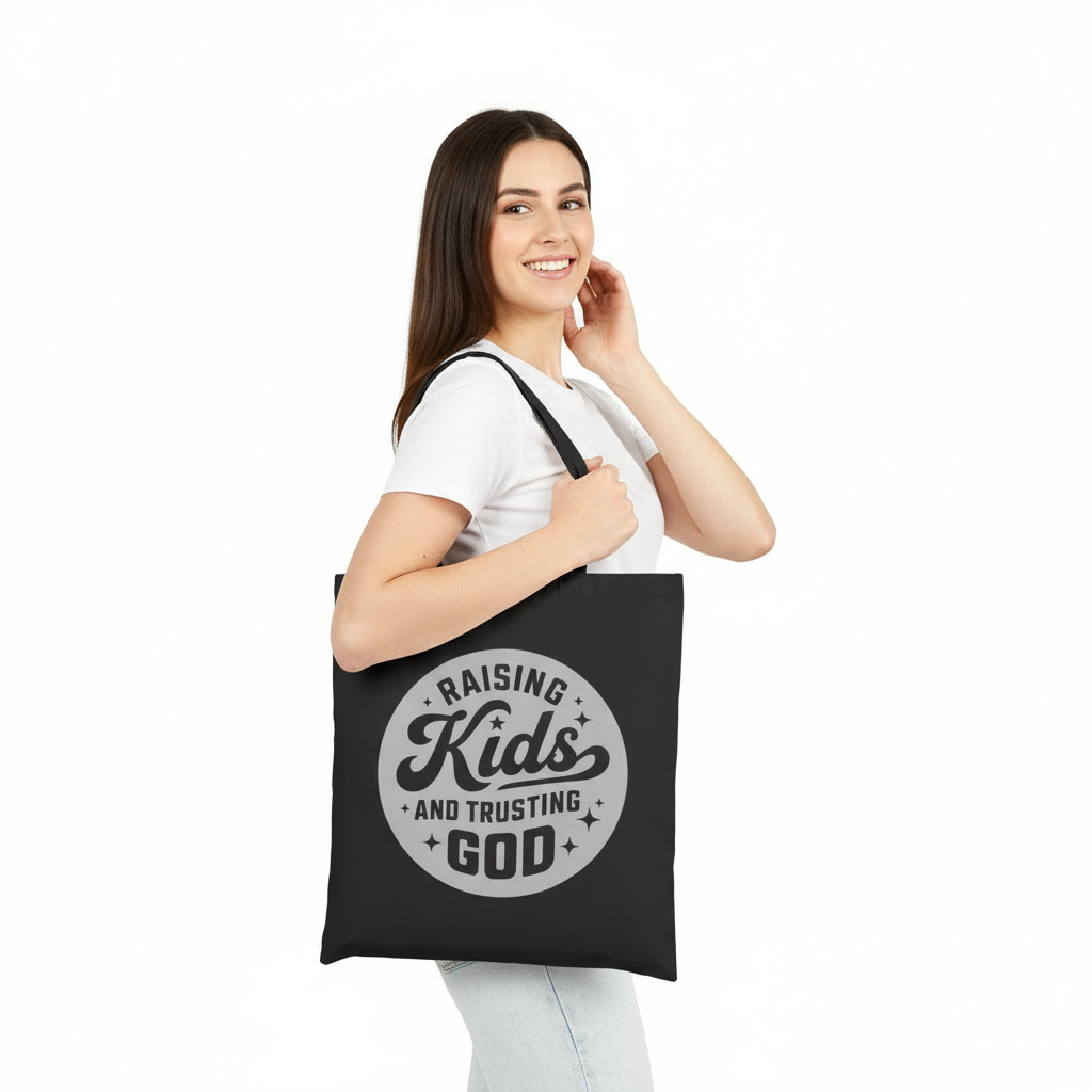 “Raising Kids and Trusting God” Cotton Canvas Tote Bag