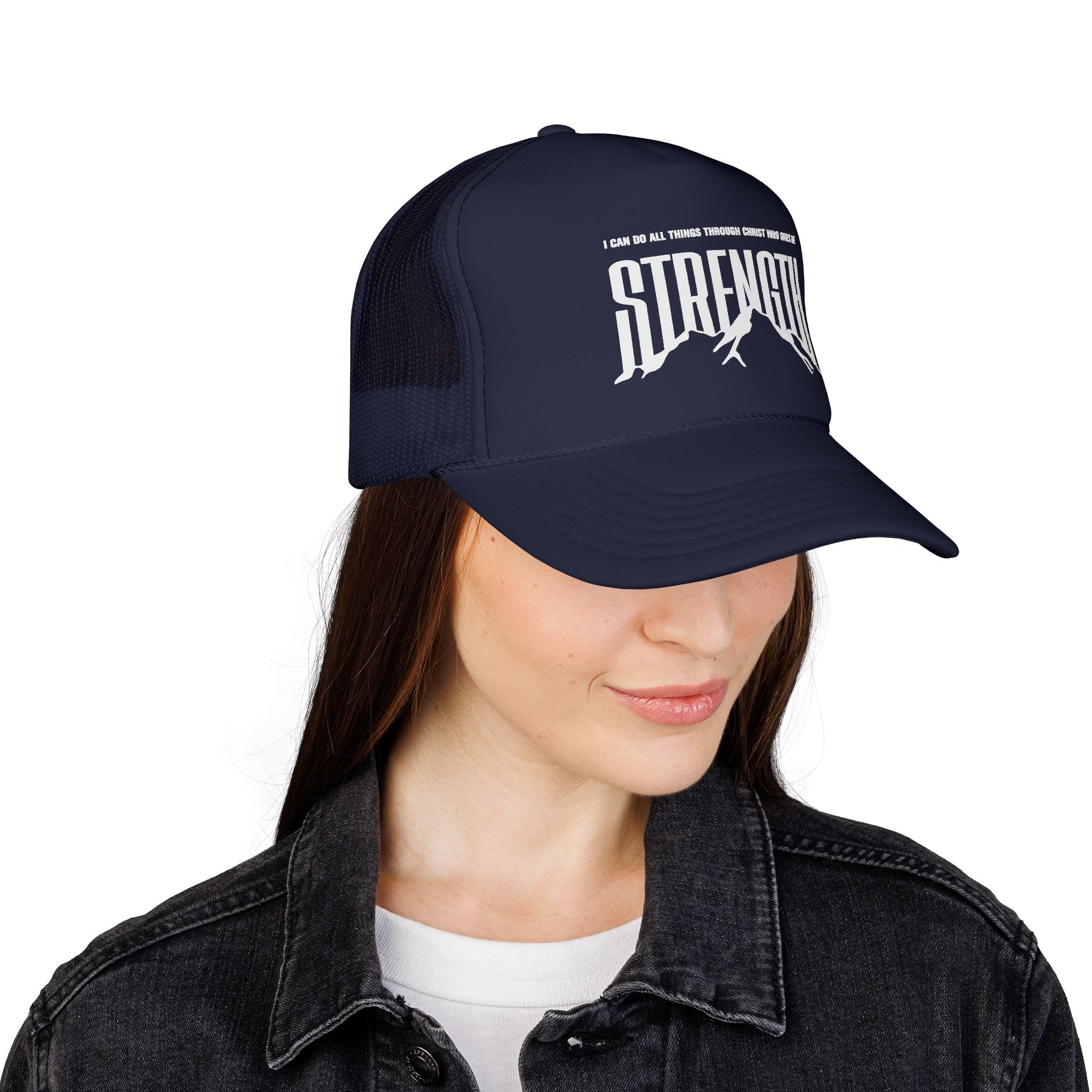 Philippians 4:13 “Strength” Motivational Mesh Trucker Cap