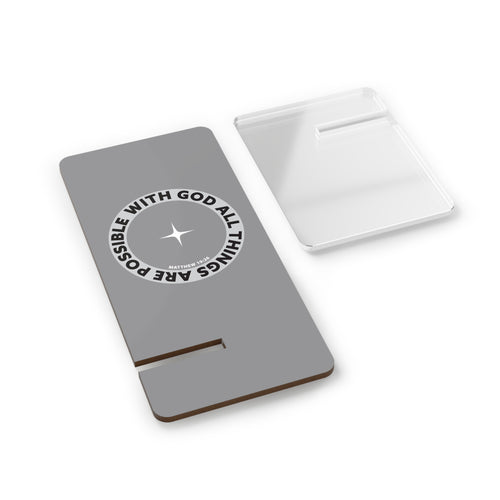 Acrylic Phone Stand with 'With God All Things Are Possible' Inspirational Design