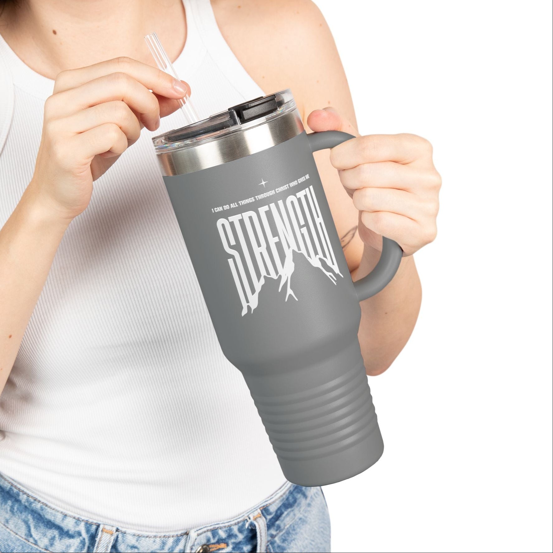 Philippians 4:13 "Strength" 40oz Insulated Travel Mug