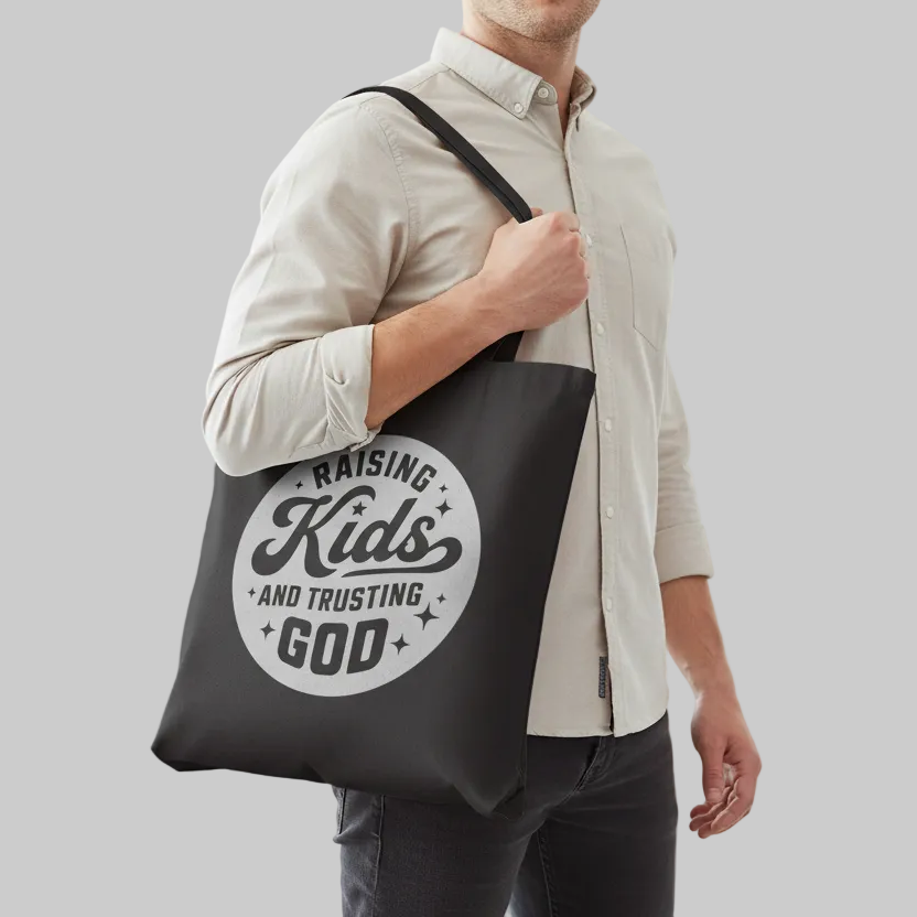 “Raising Kids and Trusting God” Cotton Canvas Tote Bag