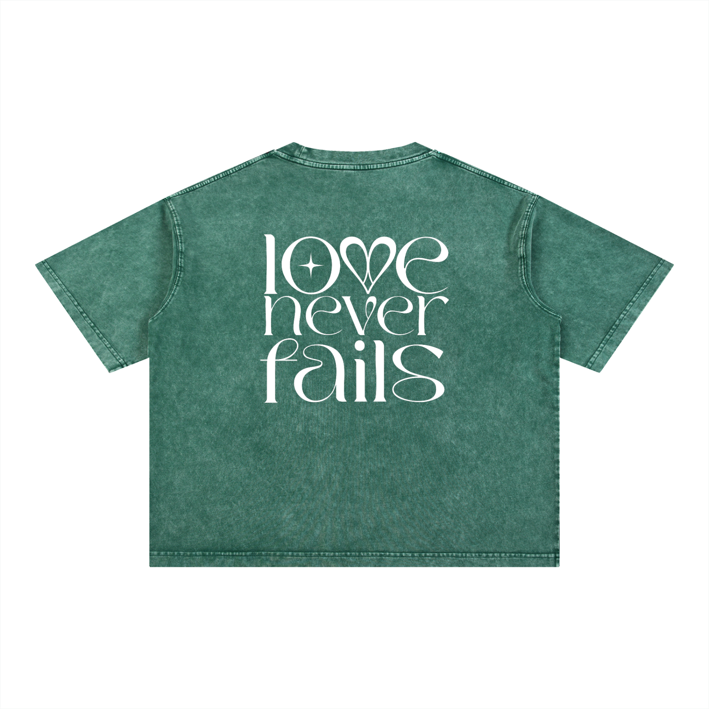 1 Corinthians 13:8 “Love Never Fails” Mineral-Wash Boxy Cotton T-Shirt