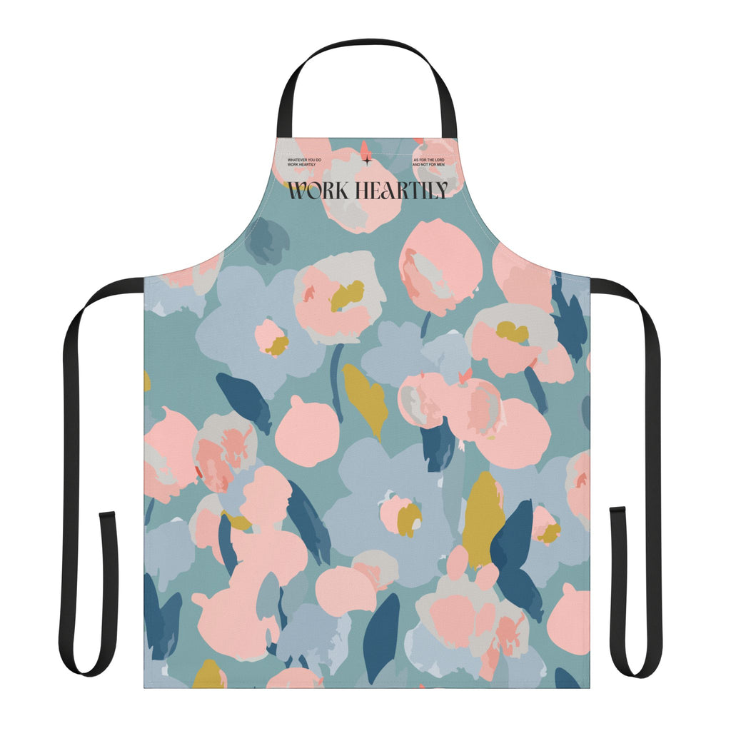 Colossians 3:23 “Work Heartily” Pastel Floral Canvas Apron