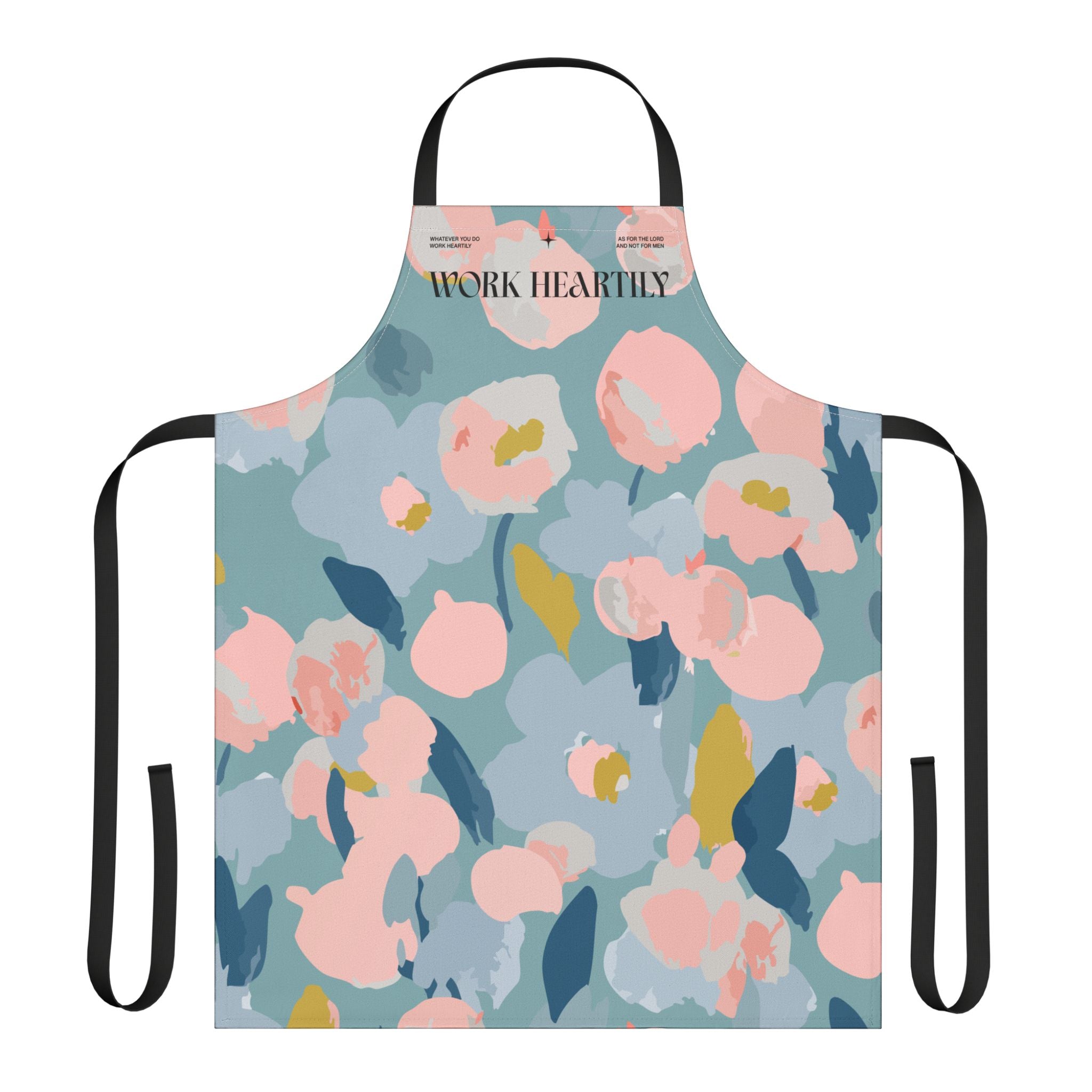 Colossians 3:23 “Work Heartily” Pastel Floral Canvas Apron