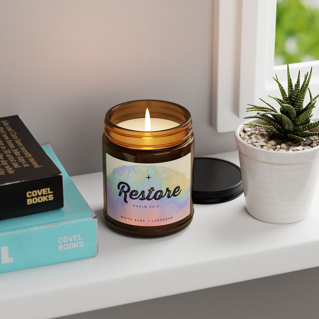 “Restore” — White Sage + Lavender Scented Soy Candle