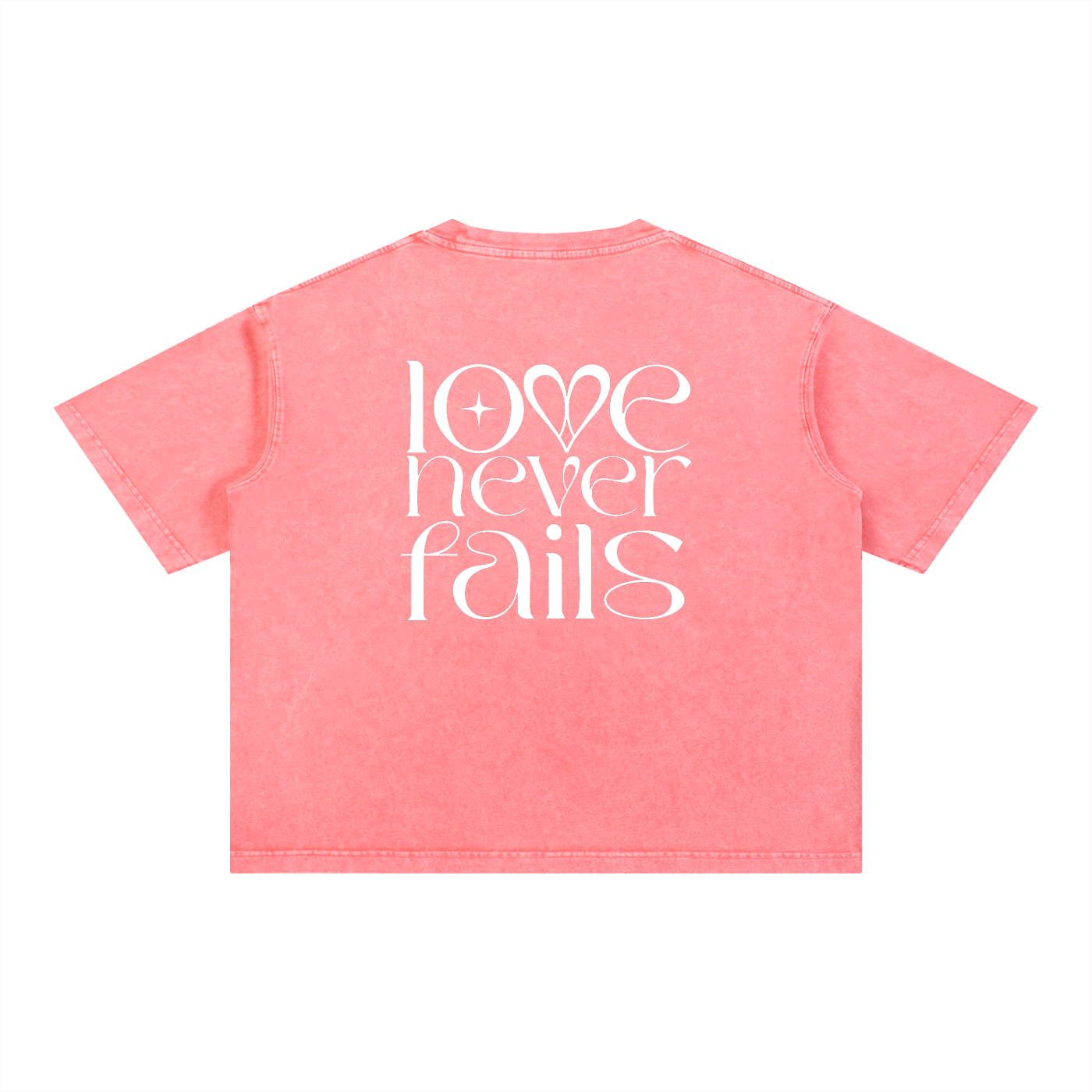 1 Corinthians 13:8 “Love Never Fails” Mineral-Wash Boxy Cotton T-Shirt