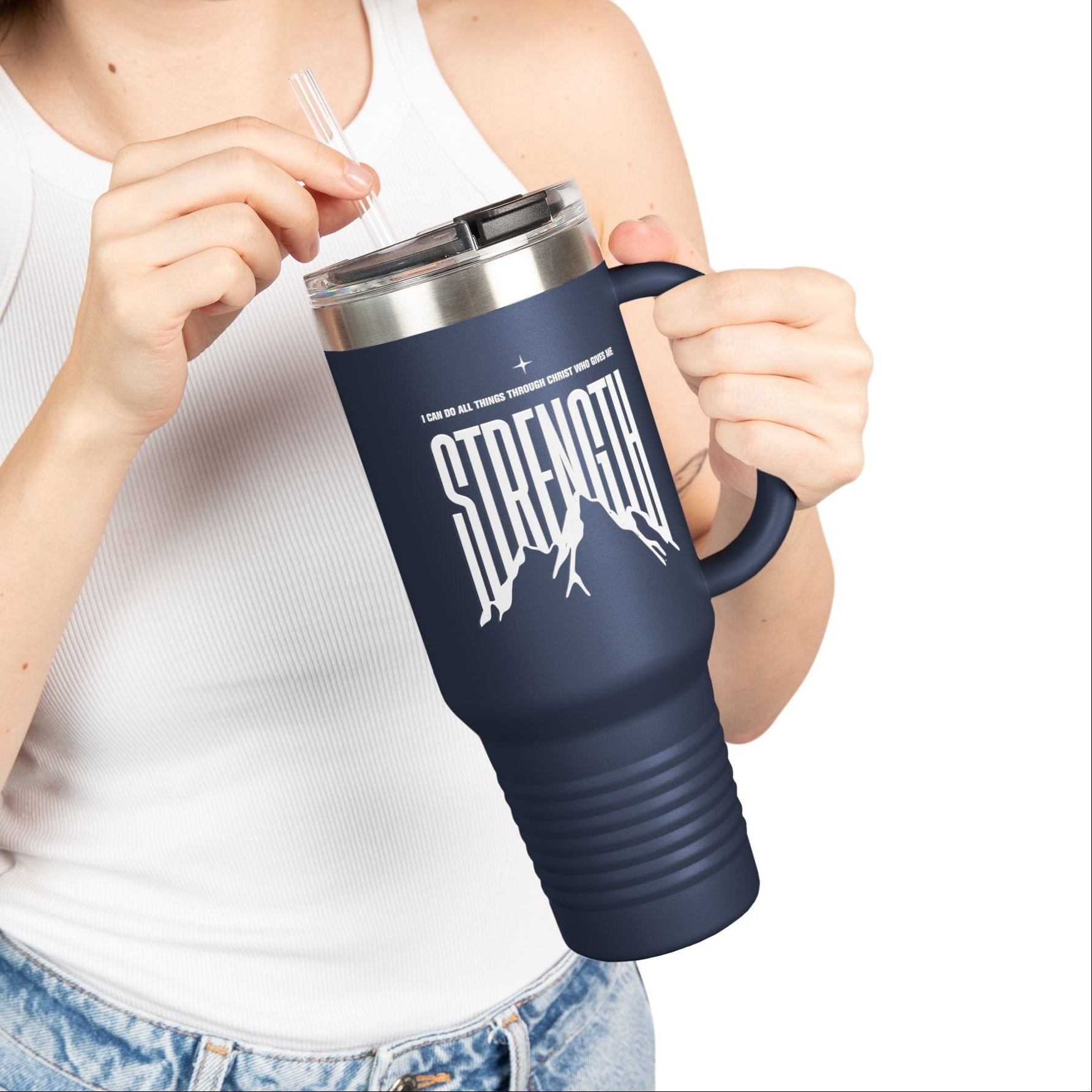 Philippians 4:13 "Strength" 40oz Insulated Travel Mug