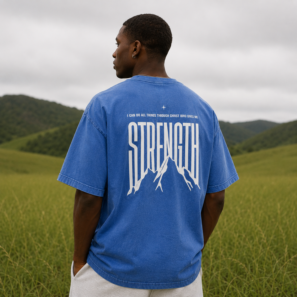Philippians 4:13 "Strength” Vintage Washed Oversized Cotton T-Shirt