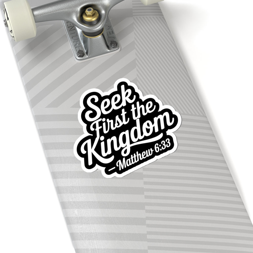 Matthew 6:33 Inspirational Kiss-Cut Stickers, Faith-Based Decal, Bible Verse Stickers, Motivational Laptop Stickers, Christian Gift Ideas