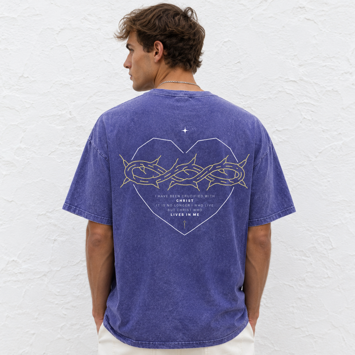 Galatians 2:20 “Crucified With Christ” Vintage Washed Oversized Cotton T-Shirt