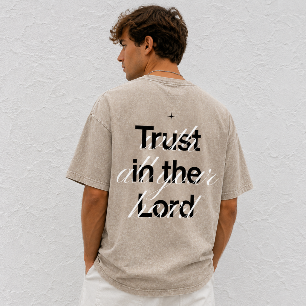Proverbs 3:5 “Trust the Lord With All Your Heart” Vintage Washed Oversized Cotton T-Shirt